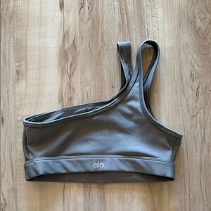 ALO Yoga Slate Gray One-Shoulder Sports Bra